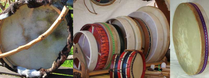 Irish drum with clearance double ended stick