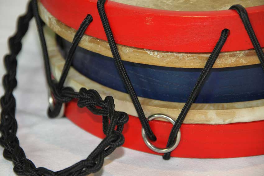 Tambour pour enfant Rouge/blanc Instrument de musique en bois avec